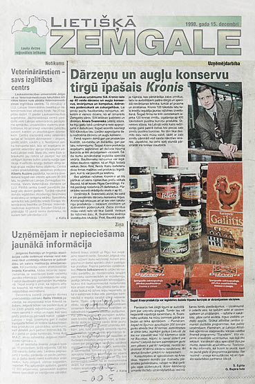 Dārzeņu un augļu konservu tirgū īpa&scaron;ais Kronis