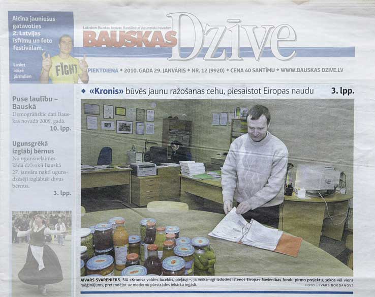 KRONIS būvēs jaunu ražo&scaron;anas cehu